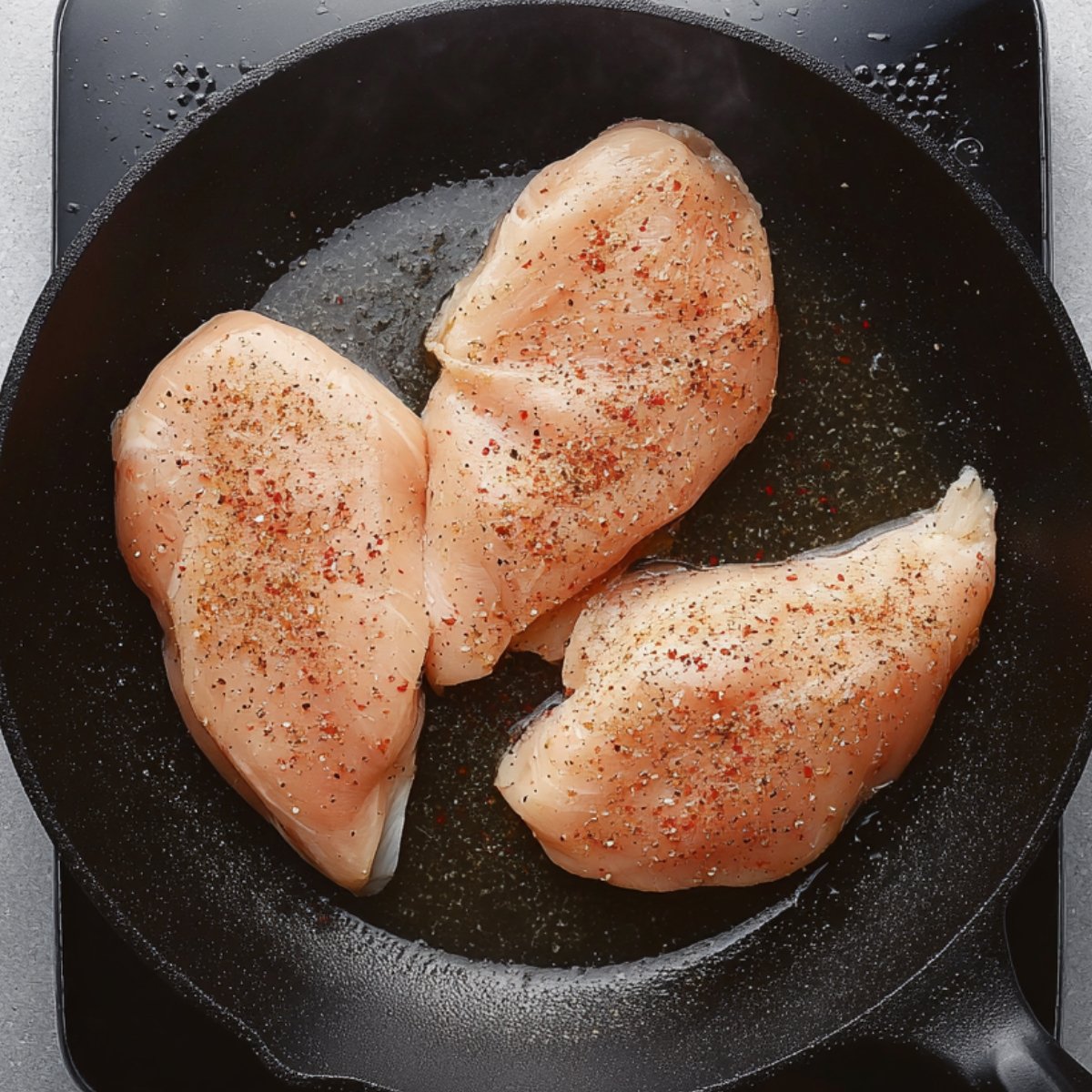 Close-up of a clear glass bowl with garlic herb butter being mixed with a spoon, containing finely minced garlic, chopped fresh parsley, and melted butter on a gray textured surface, highlighting fresh ingredients and creamy texture.